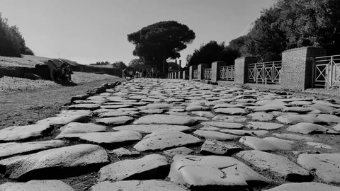Via Appia cobblestones, Rome — the ancient Roman road that inspired the name Appia